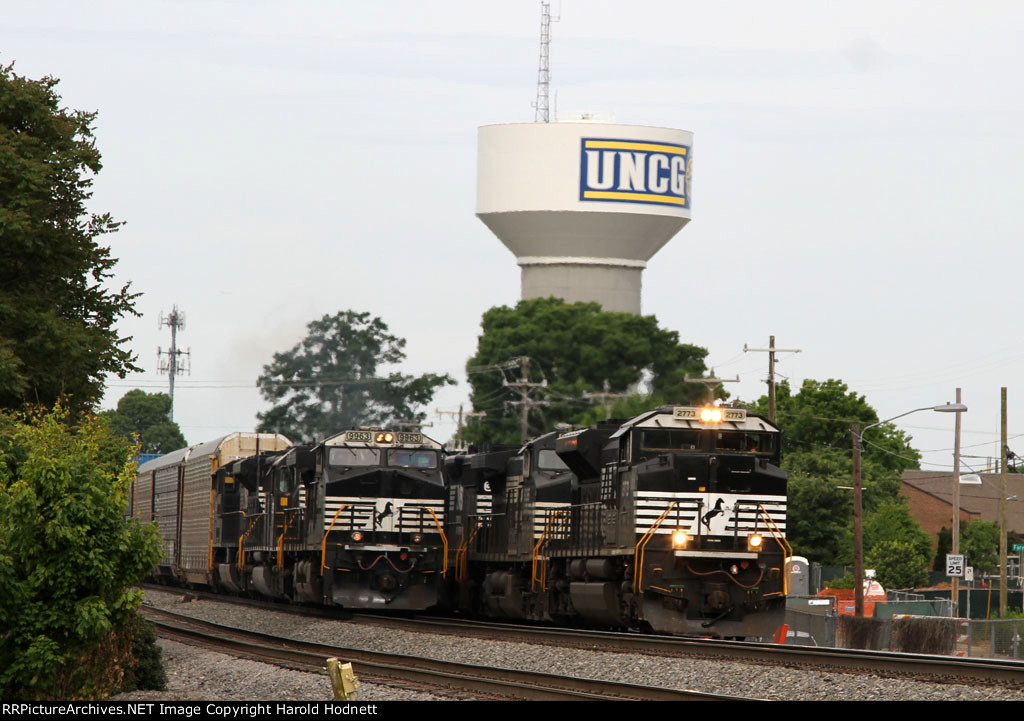 NS 2773 leads train 128 past train 214